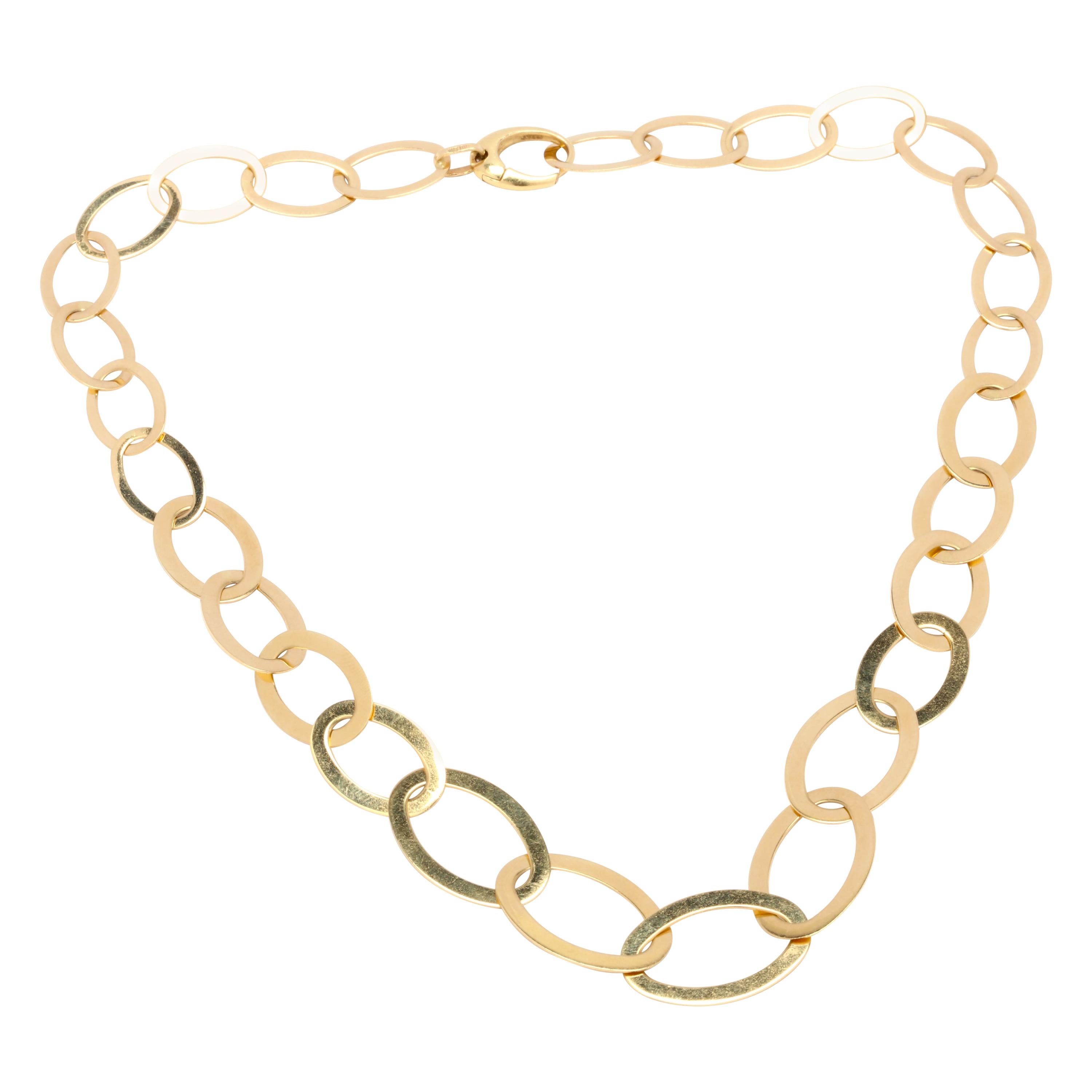 Gold Oval Link Necklace at 1stDibs