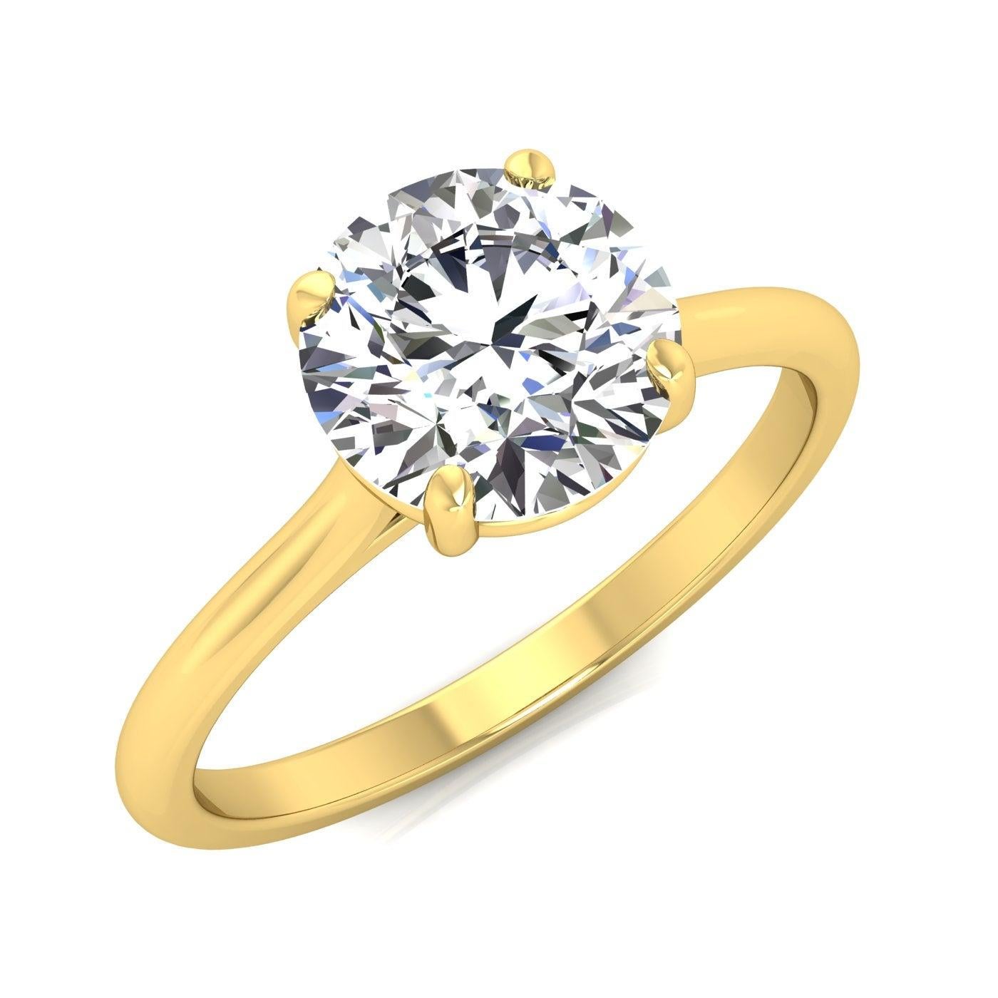 For Sale:  18 Karat Gold Four Prong Solitaire 1 Carat Round Brilliant Diamond I SI2 GIA 2