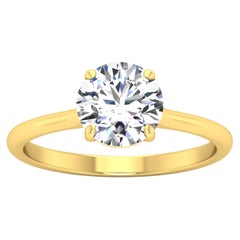 18 Karat Gold Four Prong Solitaire 1 Carat Round Brilliant Diamond F VS2 GIA