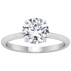 18 Karat Gold Four Prong Solitaire 1 Carat Round Brilliant Diamond H VS2 GIA