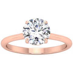 18 Karat Gold Four Prong Solitaire 1 Carat Round Brilliant Diamond I SI2 GIA