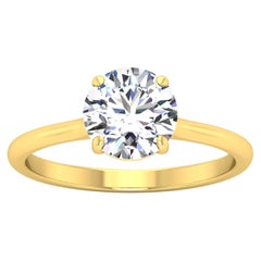18 Karat Gold Four Prong Solitaire 1 Carat Round Brilliant Diamond I SI2 GIA
