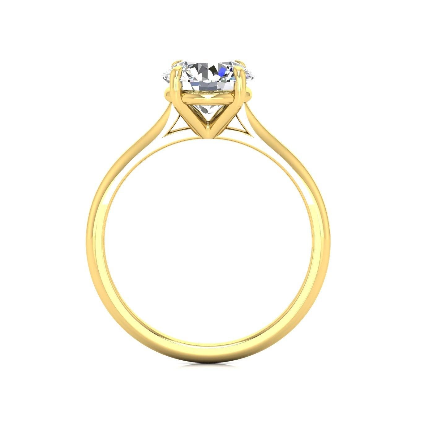 For Sale:  18 Karat Gold Four Prong Solitaire 1 Carat Round Brilliant Diamond I SI2 GIA 3