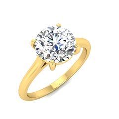 18 Karat Gold Four Prong Solitaire 1.5 Carat Round Brilliant Diamond F VS2 GIA