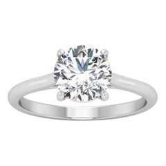 18 Karat Gold Four Prong Solitaire 1.5 Carat Round Brilliant Diamond F VS2 GIA