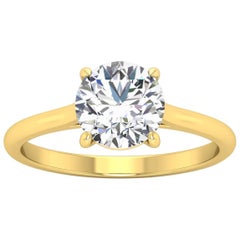 18 Karat Gold Four Prong Solitaire 1.5 Carat Round Brilliant Diamond I SI2 GIA
