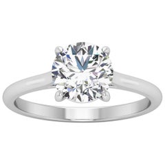 18 Karat Gold Four Prong Solitaire 1.5 Carat Round Brilliant Diamond I SI2 GIA