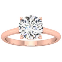 18 Karat Gold Four Prong Solitaire 2 Carat Round Brilliant Diamond F VS2 GIA