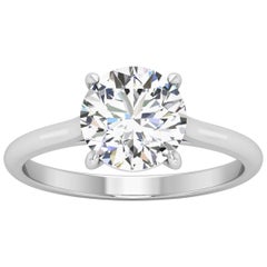 18 Karat Gold Four Prong Solitaire 2 Carat Round Brilliant Diamond I SI2 GIA