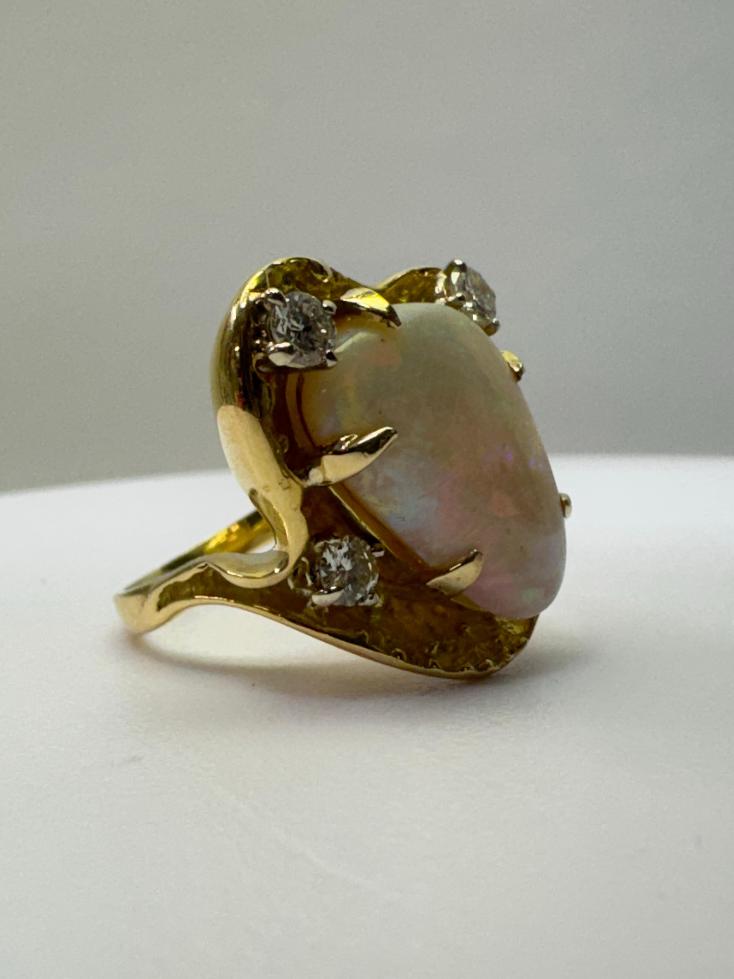 18-Karat Gold Free Form Australian Opal For Sale 2