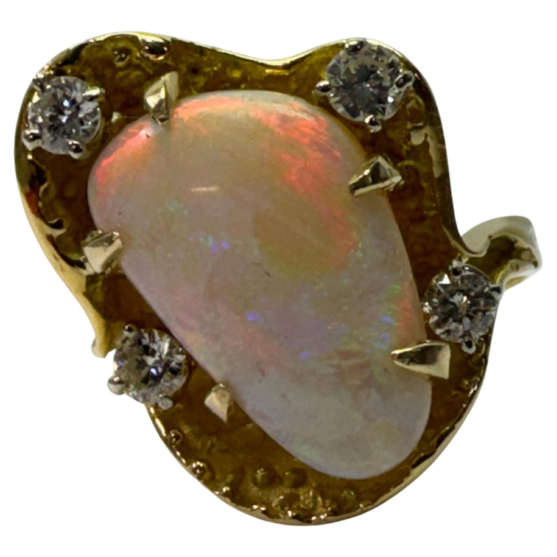18-Karat Gold Free Form Australian Opal