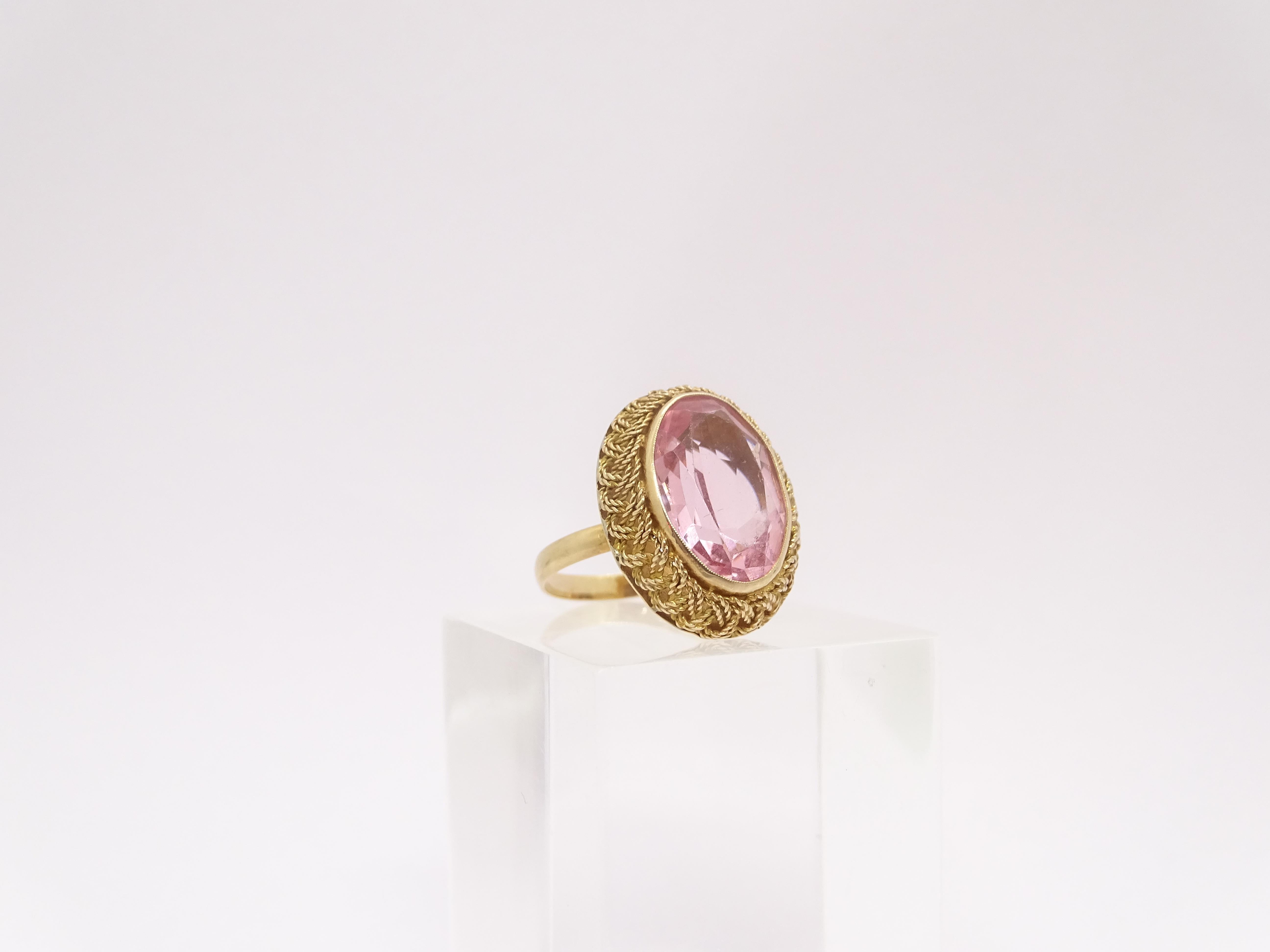 18 karat gold French ring with Rose of France, Victorian style For Sale 4