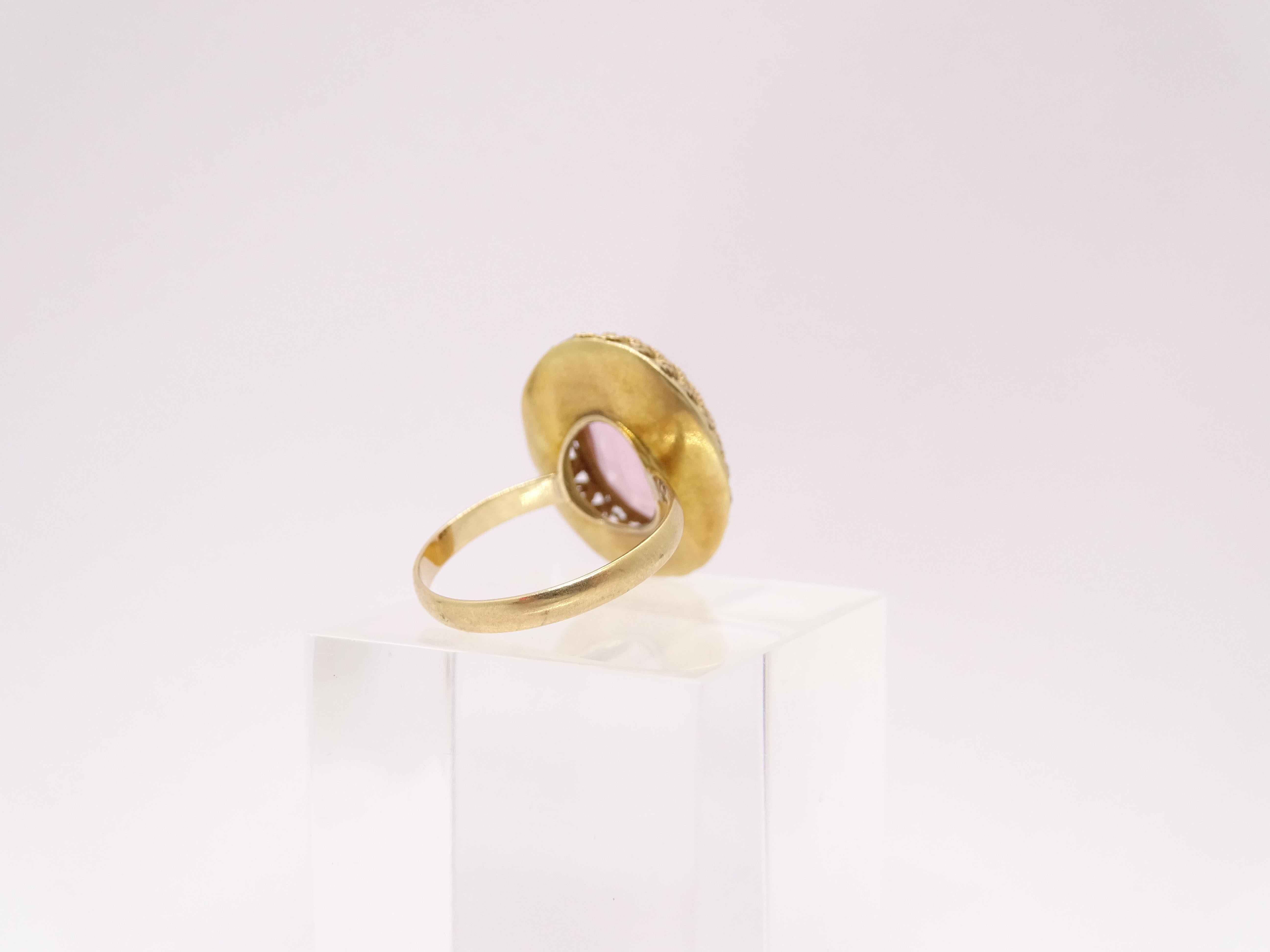 18 karat gold French ring with Rose of France, Victorian style For Sale 9
