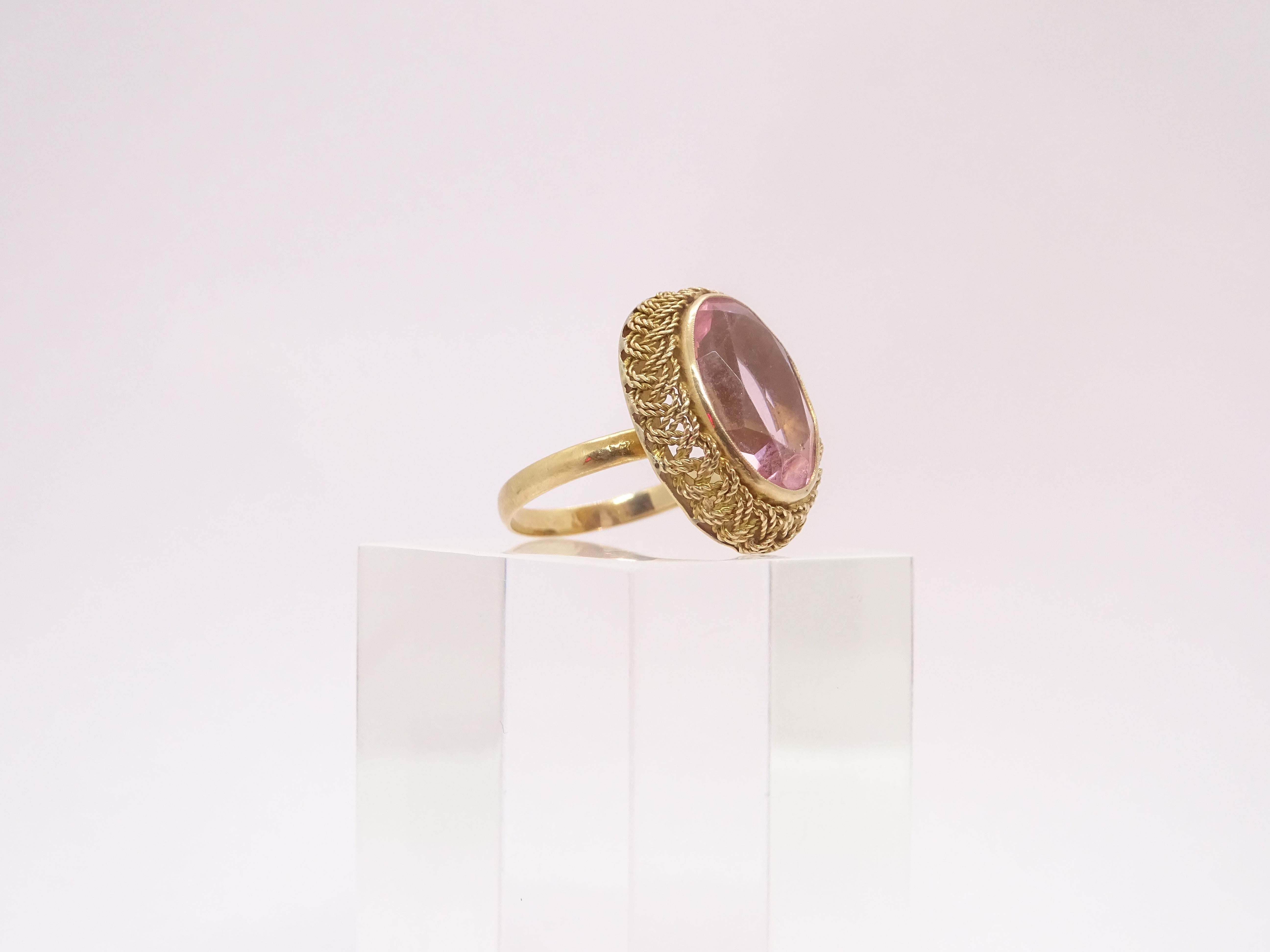 18 karat gold French ring with Rose of France, Victorian style For Sale 13