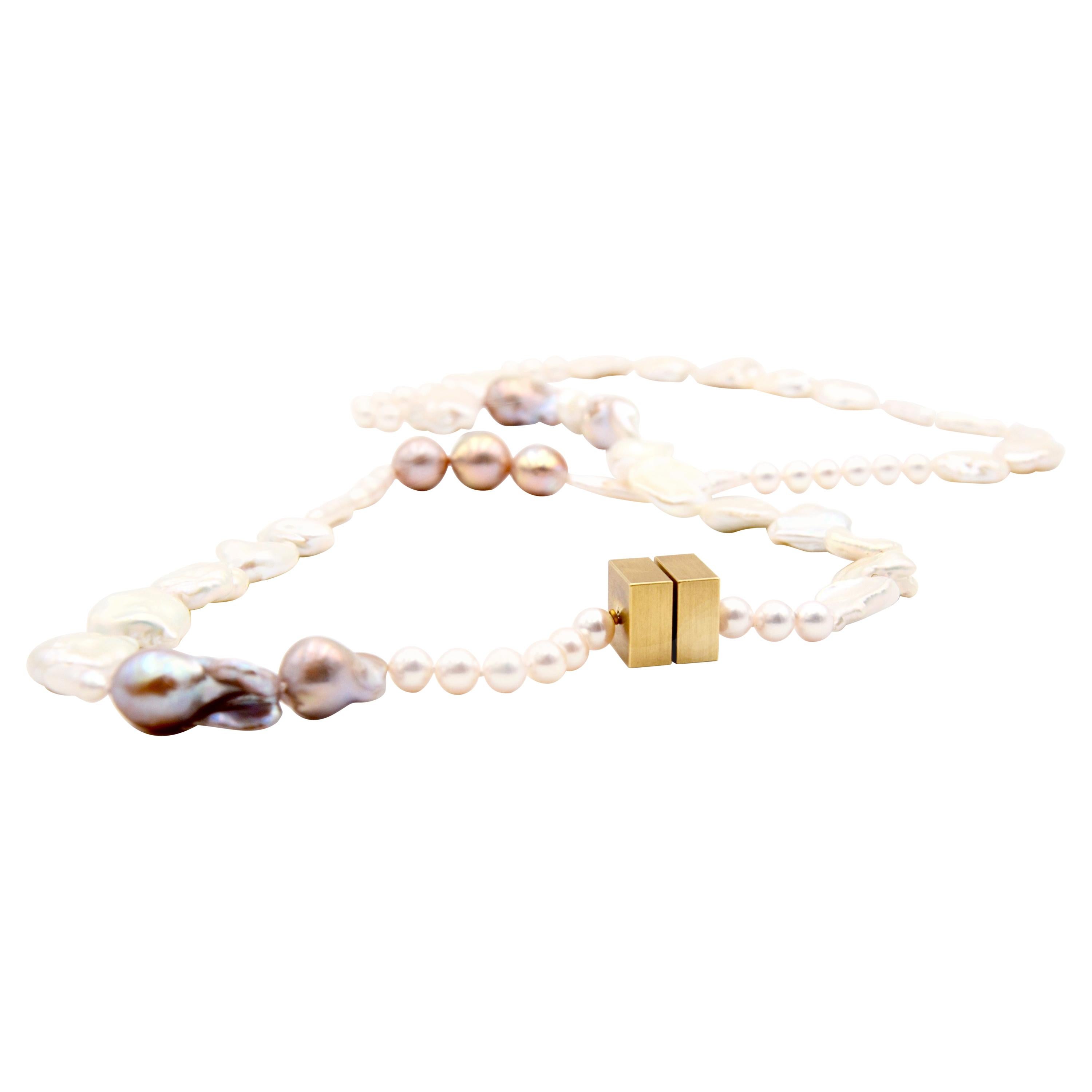 18 Karat Gold Fresh Water Pearl Necklace