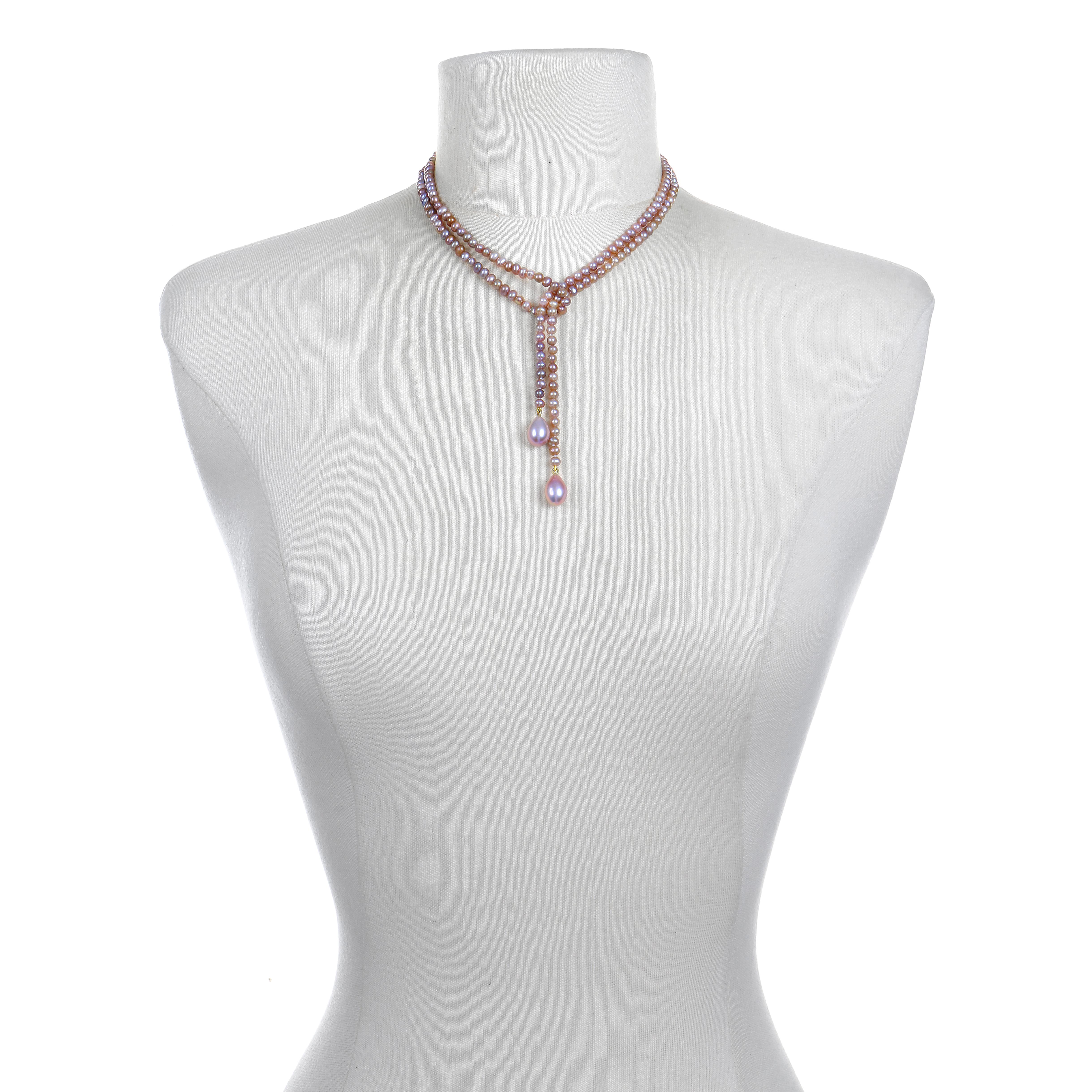 Contemporain Collier Lariat en or 18 carats avec perles d'eau douce en vente