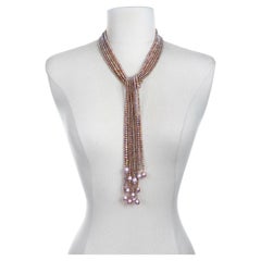 18 Karat Gold Freshwater Pearl Lariat Necklace