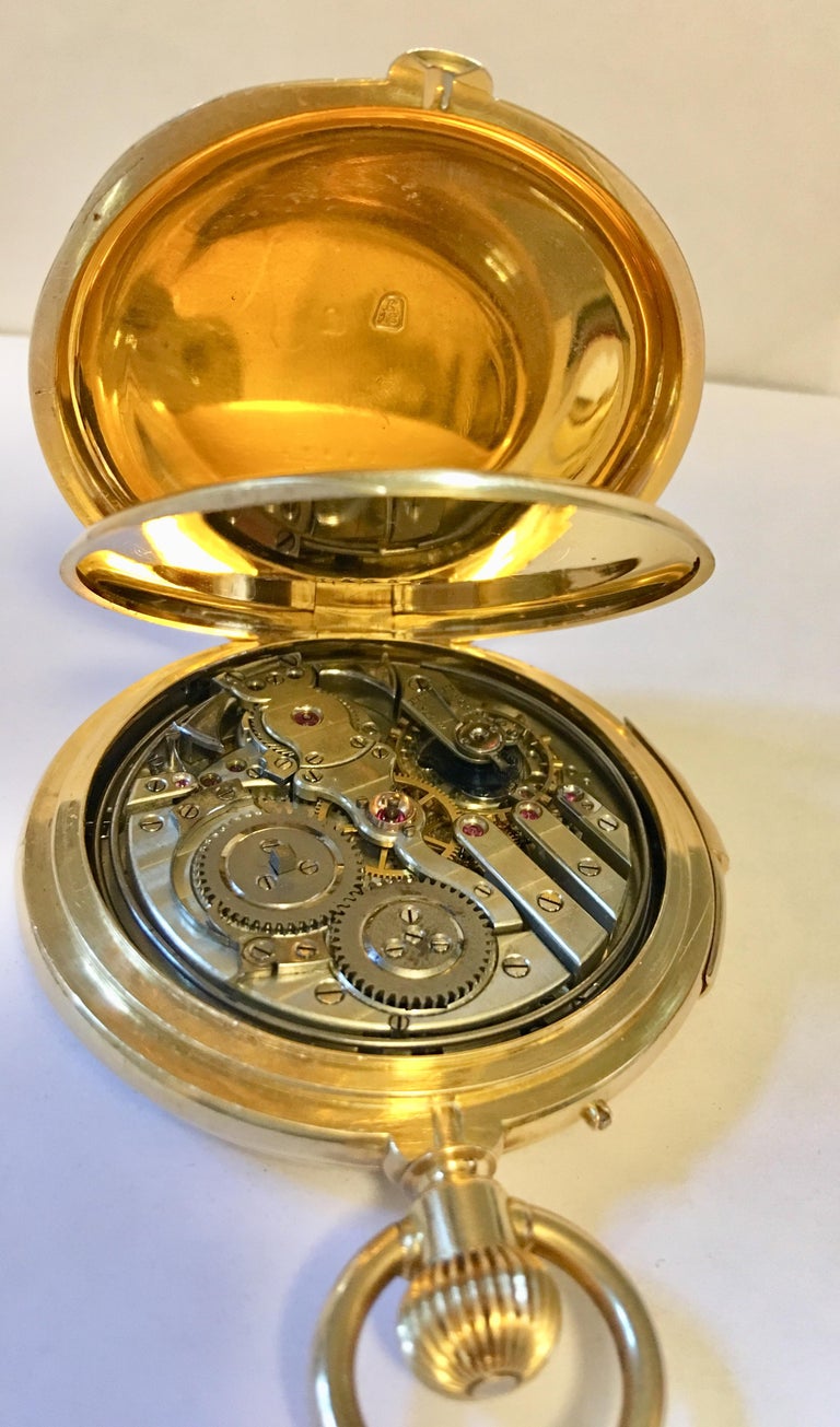 18 Karat Gold 19th Century Swiss Full Hunter Quarter Repeater Pocket