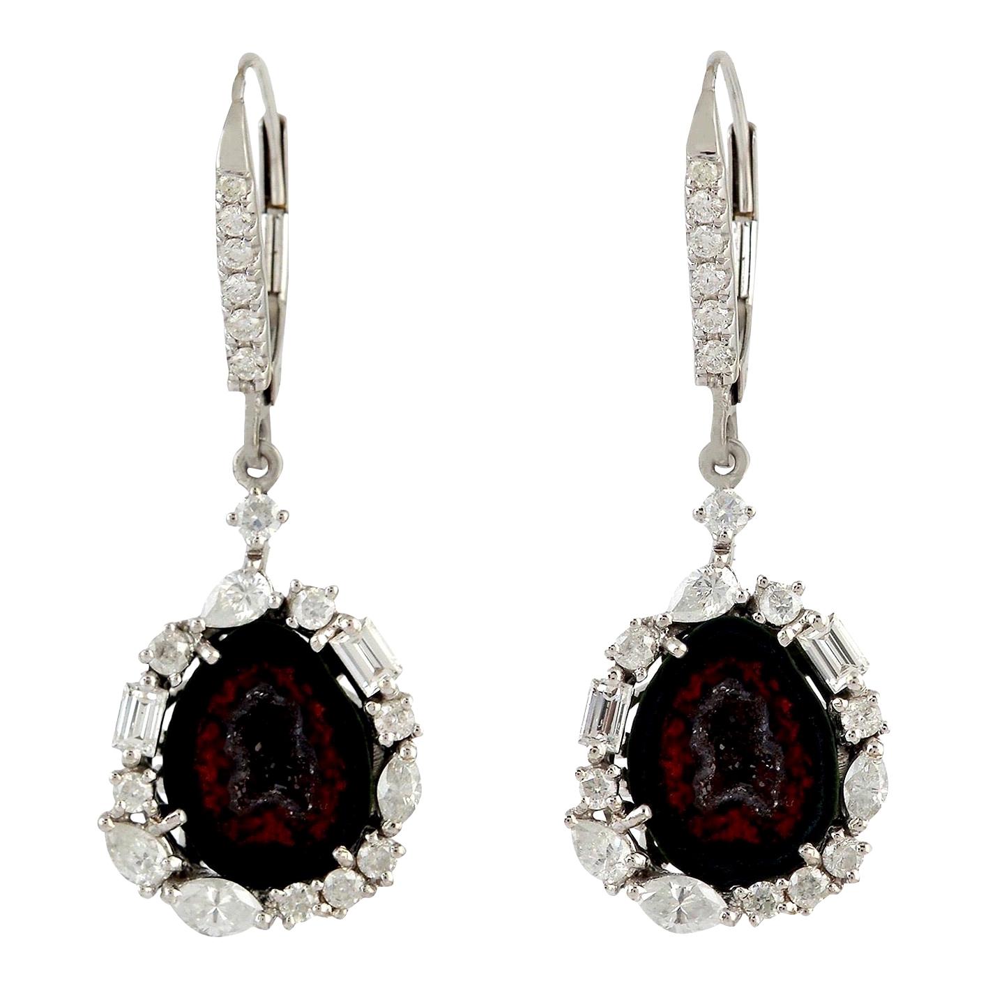 Boucles d'oreilles géode en or 18 carats et diamants