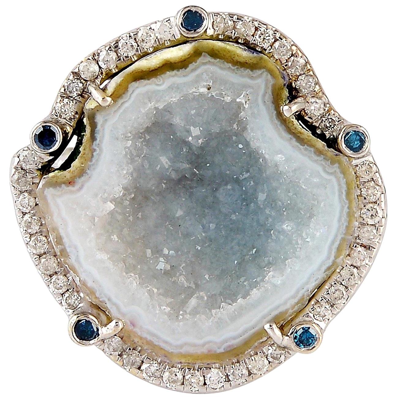 18 Karat Gold Geode Diamond Ring For Sale