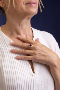 18 Karat Gold, GIA Certified Burmese Ruby & Diamond Ring