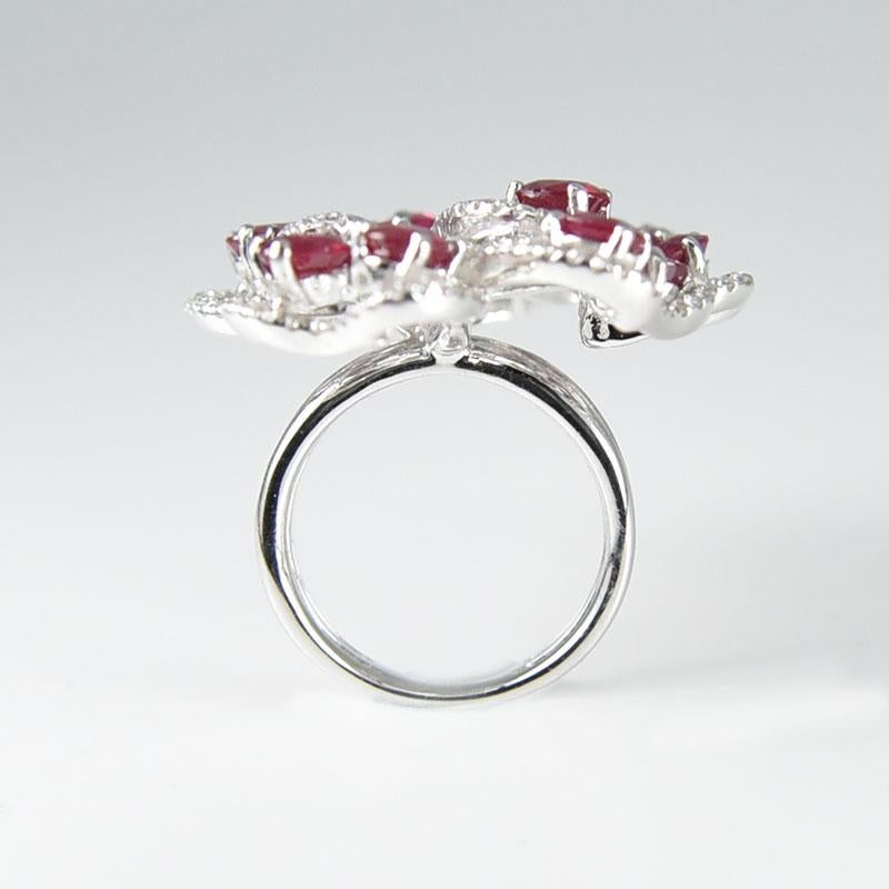 Oval Cut 18 Karat Gold Gilin Ruby and Diamond Cocktail Ring