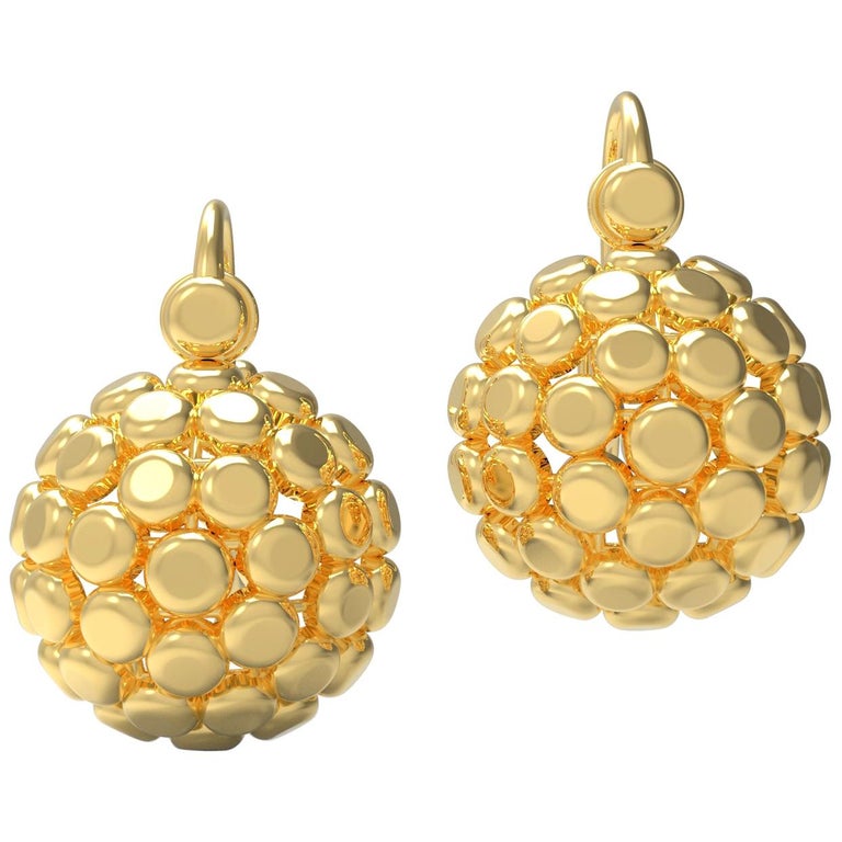 22 Karat Gold Globe Earrings by Romae Jewelry Inspired by Ancient Roman Designs For Sale