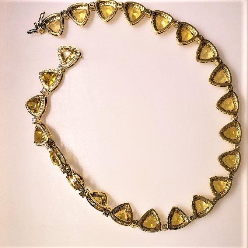 Contemporary 18 Karat Gold, Golden Beryl '77 Carat' and Diamond '16.85 Carat' Necklace