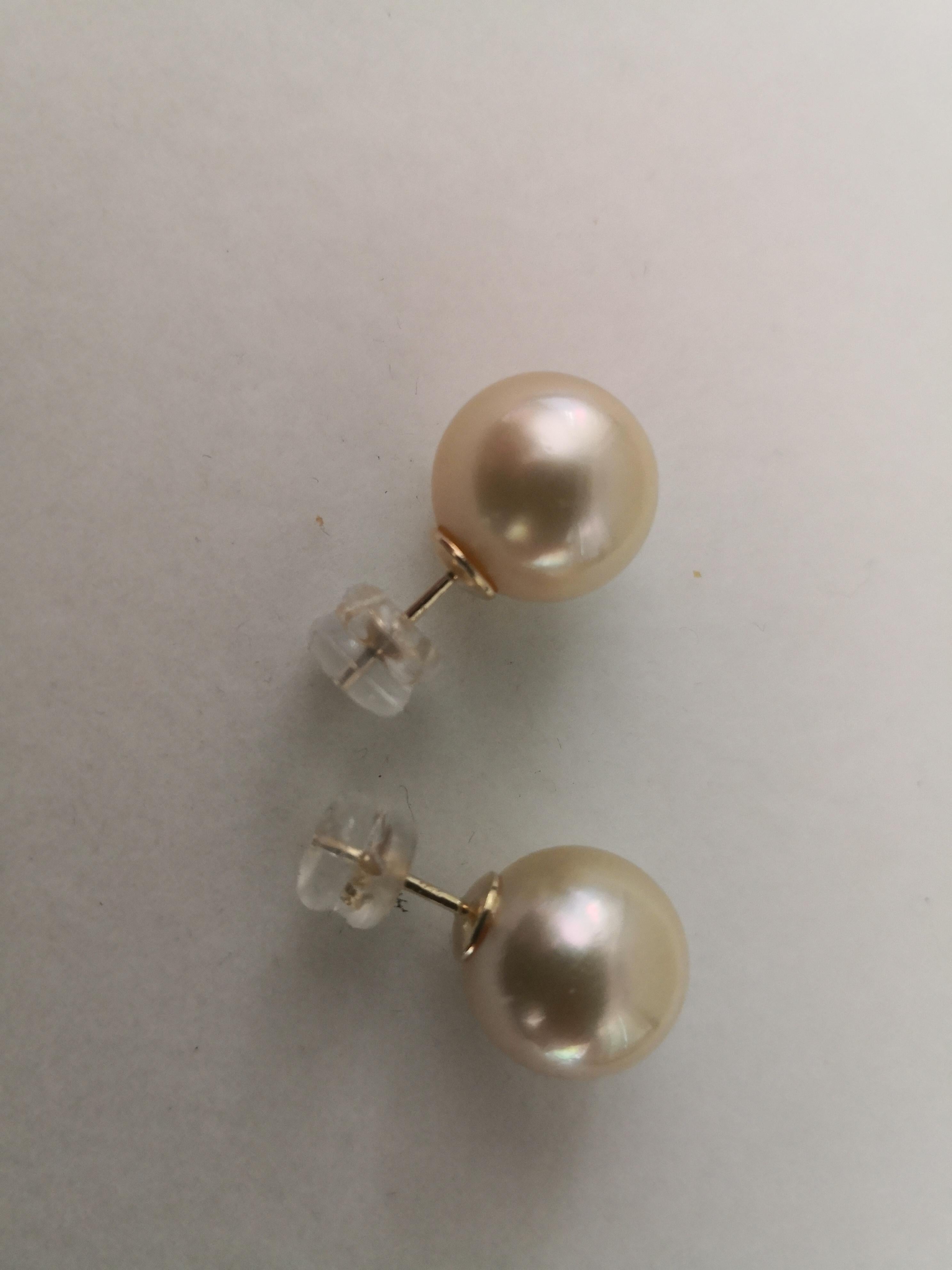 18 Karat Gold Golden Natural Color South Sea Pearls Earrings In New Condition For Sale In Cordoba, ES