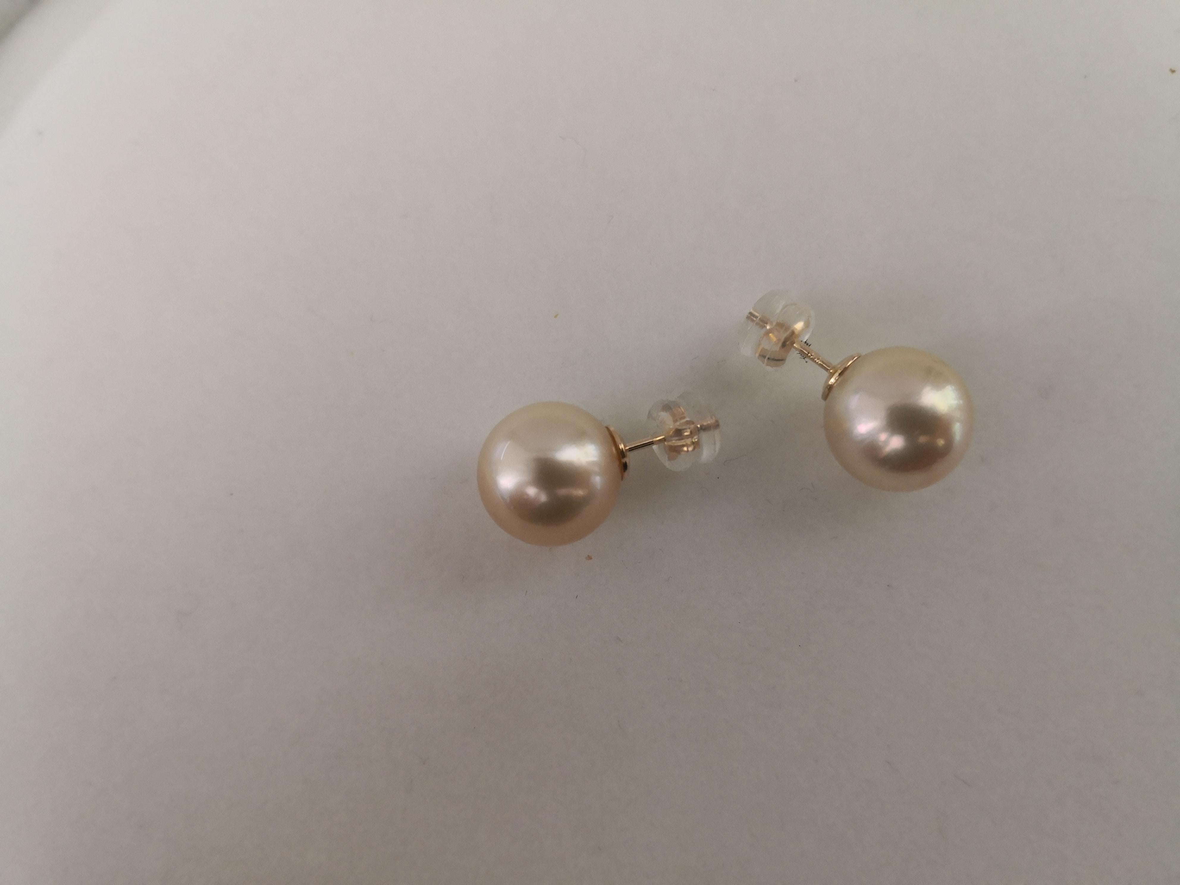 Women's 18 Karat Gold Golden Natural Color South Sea Pearls Earrings For Sale