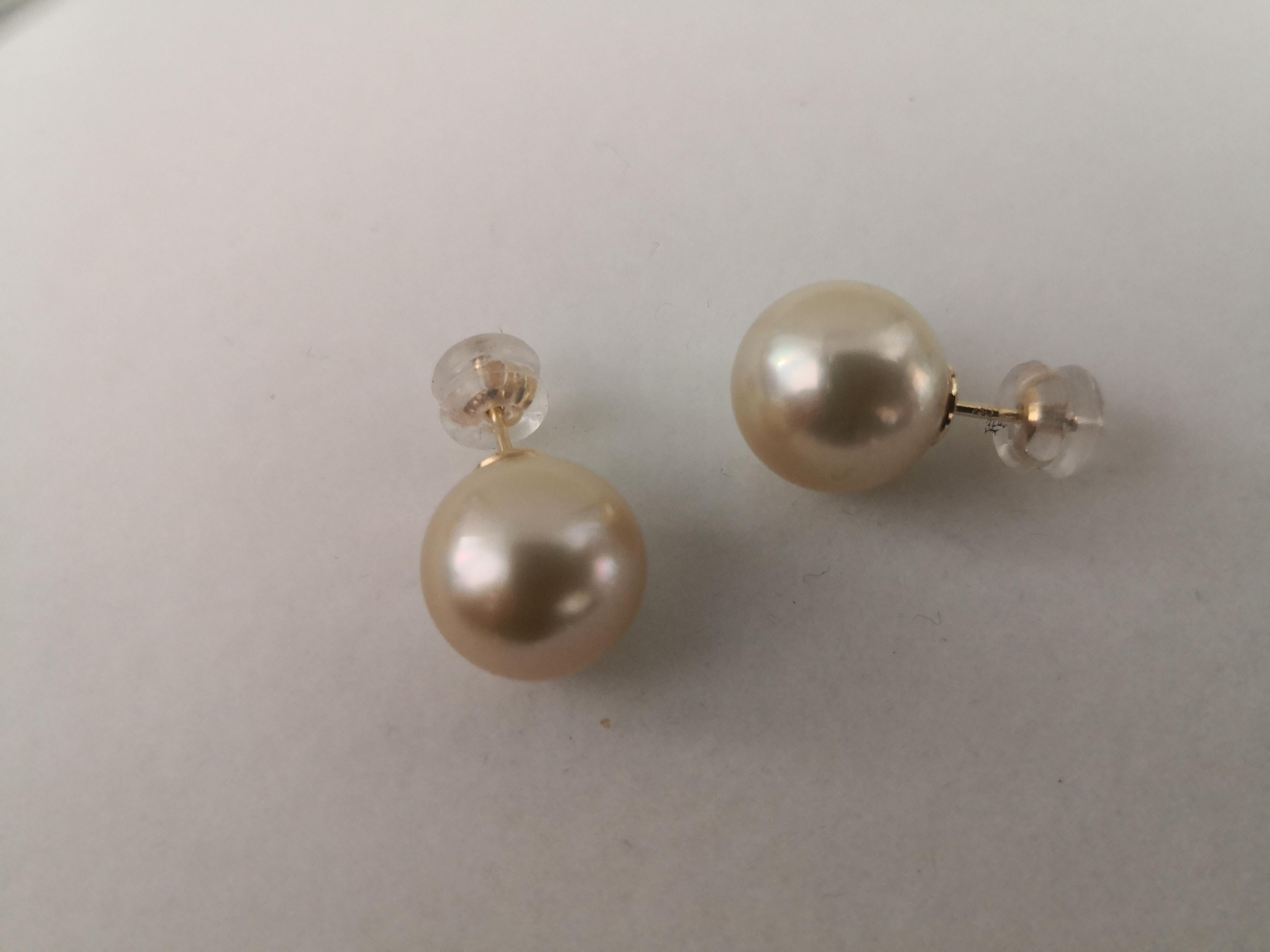 18 Karat Gold Golden Natural Color South Sea Pearls Earrings For Sale 1