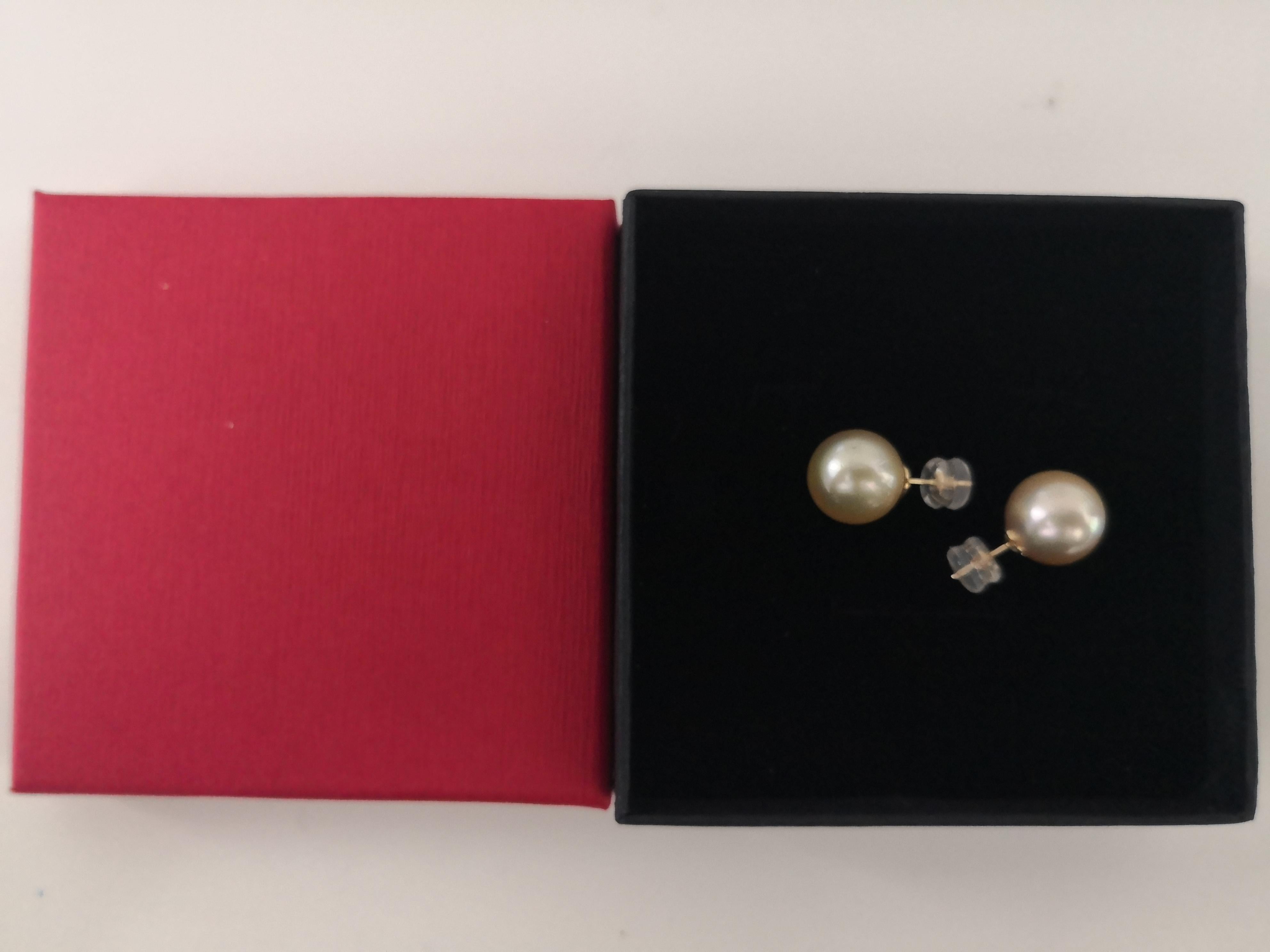 18 Karat Gold Golden Natural Color South Sea Pearls Earrings For Sale 3