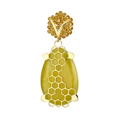 18 Karat Gold Golden Sapphire Baltic Sea Natural Amber Pendant