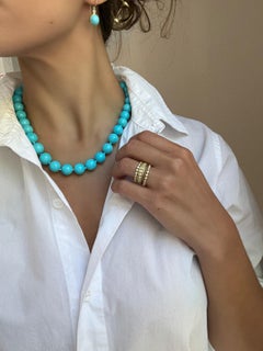 Faye Kim 18 Karat Gold Graduated Sleeping Beauty Turquoise Necklace