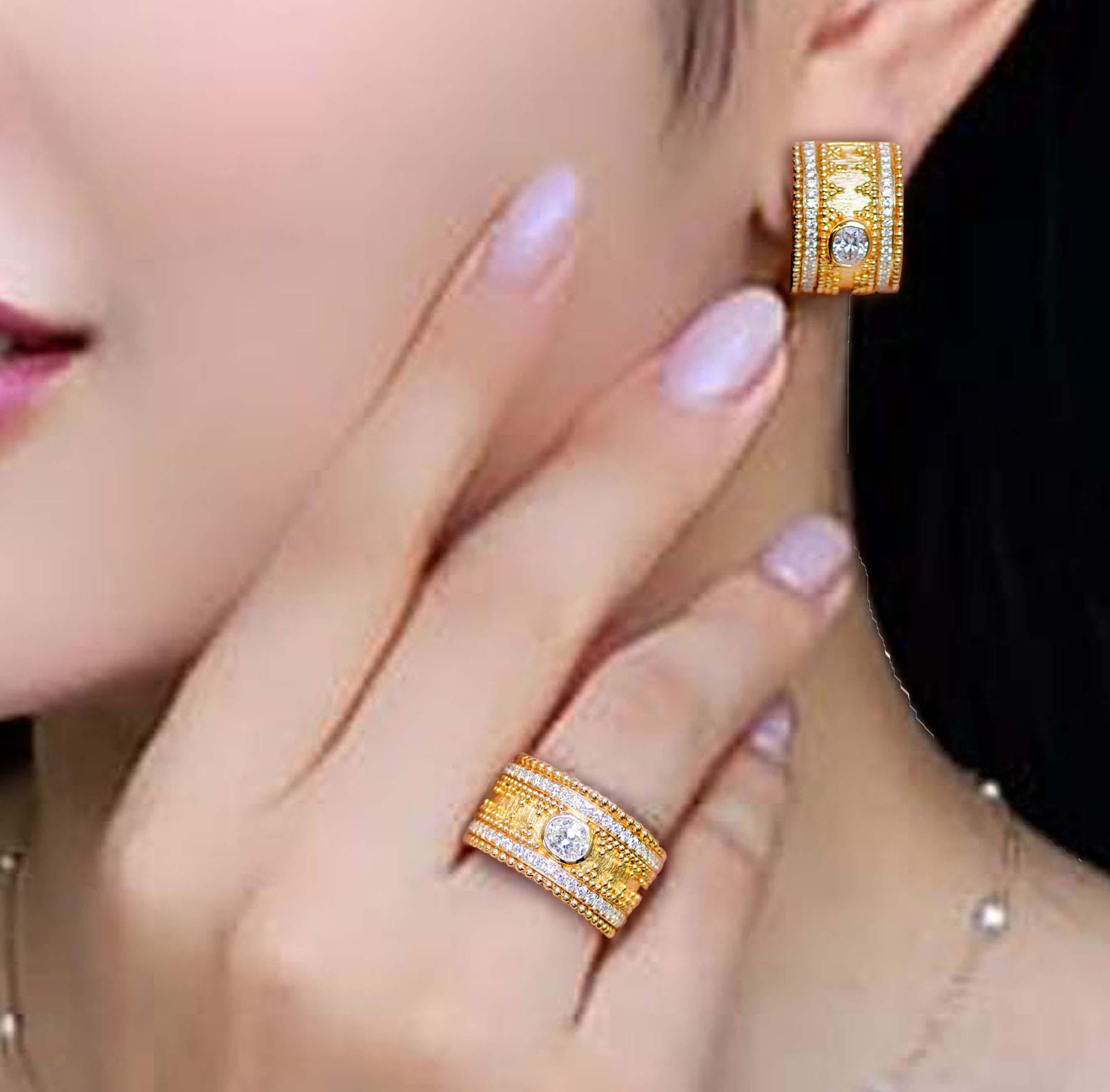 De las mujeres Pendientes de Diamantes Estilo Granulata de Oro de 18 Kilates en venta