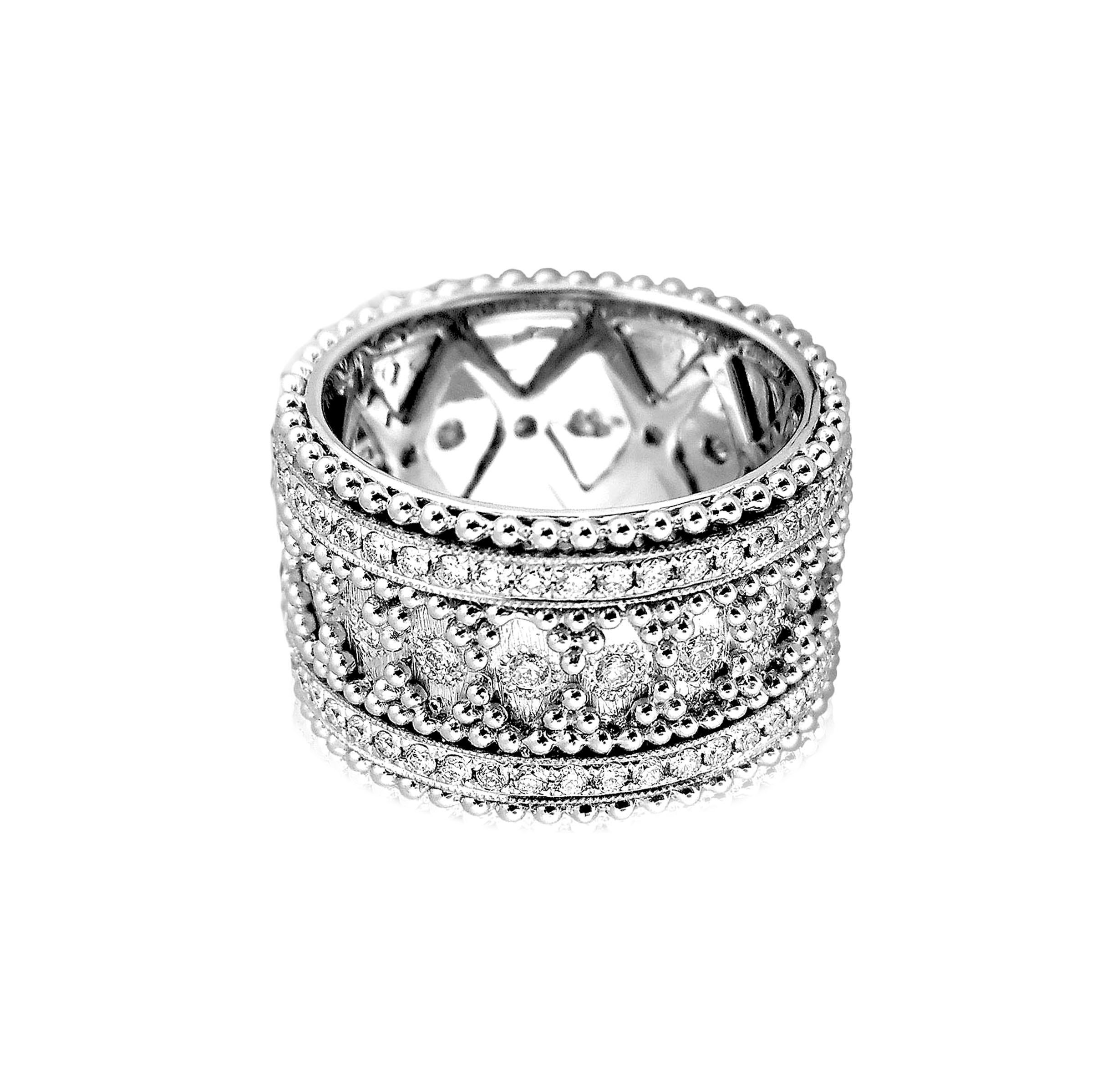 Artisan 18 Karat Gold Granulata Style Diamond Ring For Sale