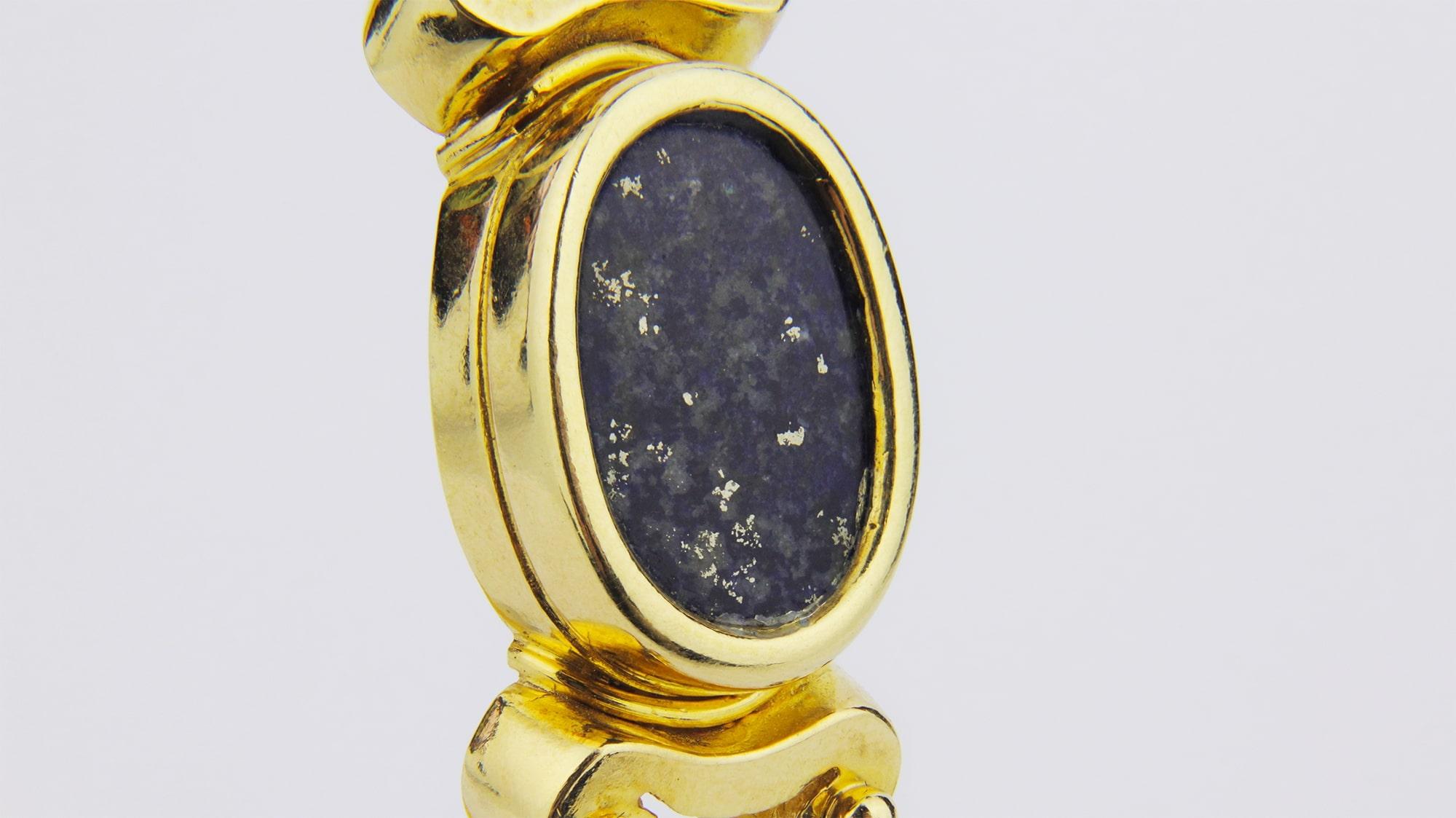 18 Karat Gold Greek Lapis Lazuli Bangle For Sale 1