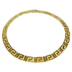 Retro 18 Karat Gold Greek Meander Necklace
