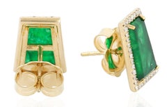 Jade Diamond 18 Karat Gold Stud Earrings