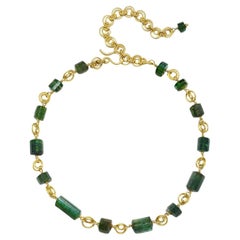 18 Karat Gold Green Tourmaline Crystal Mixed Cut Necklace