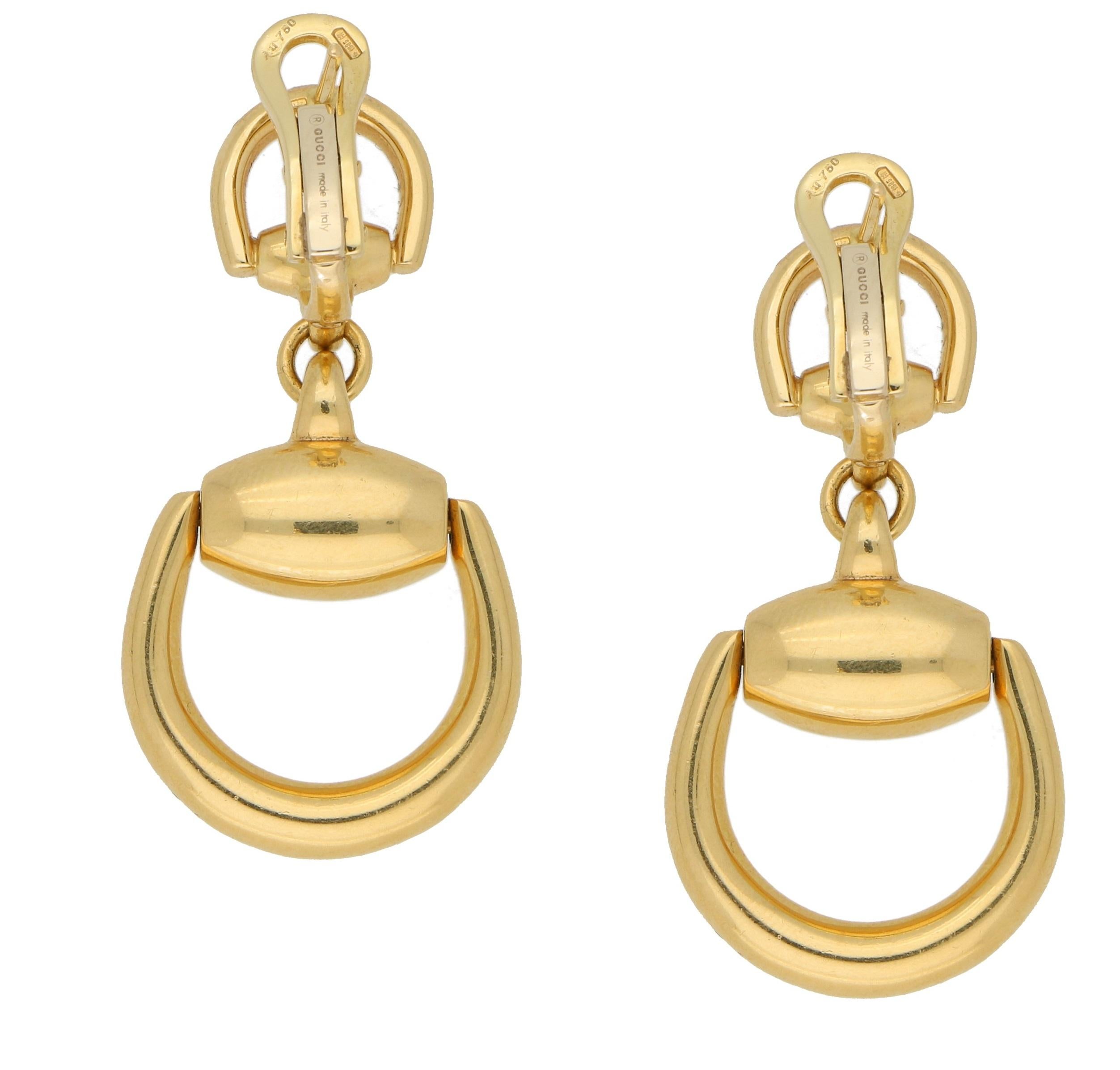 Modern 18 Karat Gold Gucci Stirrup Earrings