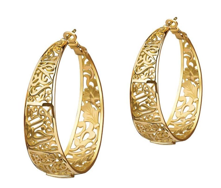 18 Karat Gold Gypsy Floral Hoop Earrings For Sale at 1stDibs | river basket  earrings, 18 kt gold hoop earrings, gold.gypsy