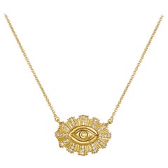 eye of vishnu diamond 18 Karat Gold Handcrafted Eye with Divine Rays with 38 Brilliant Cut Diamonds
