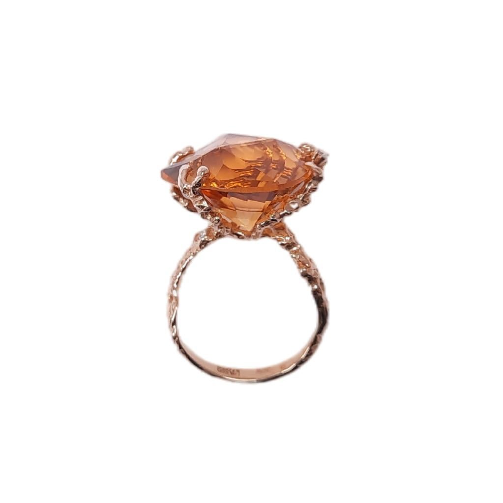 Contemporary 18 Karat Gold Handmade Citrine Ring For Sale