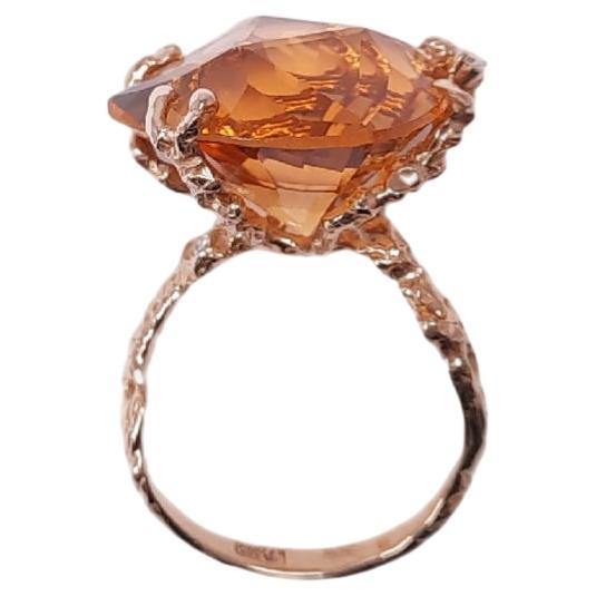 18 Karat Gold Handmade Citrine Ring For Sale