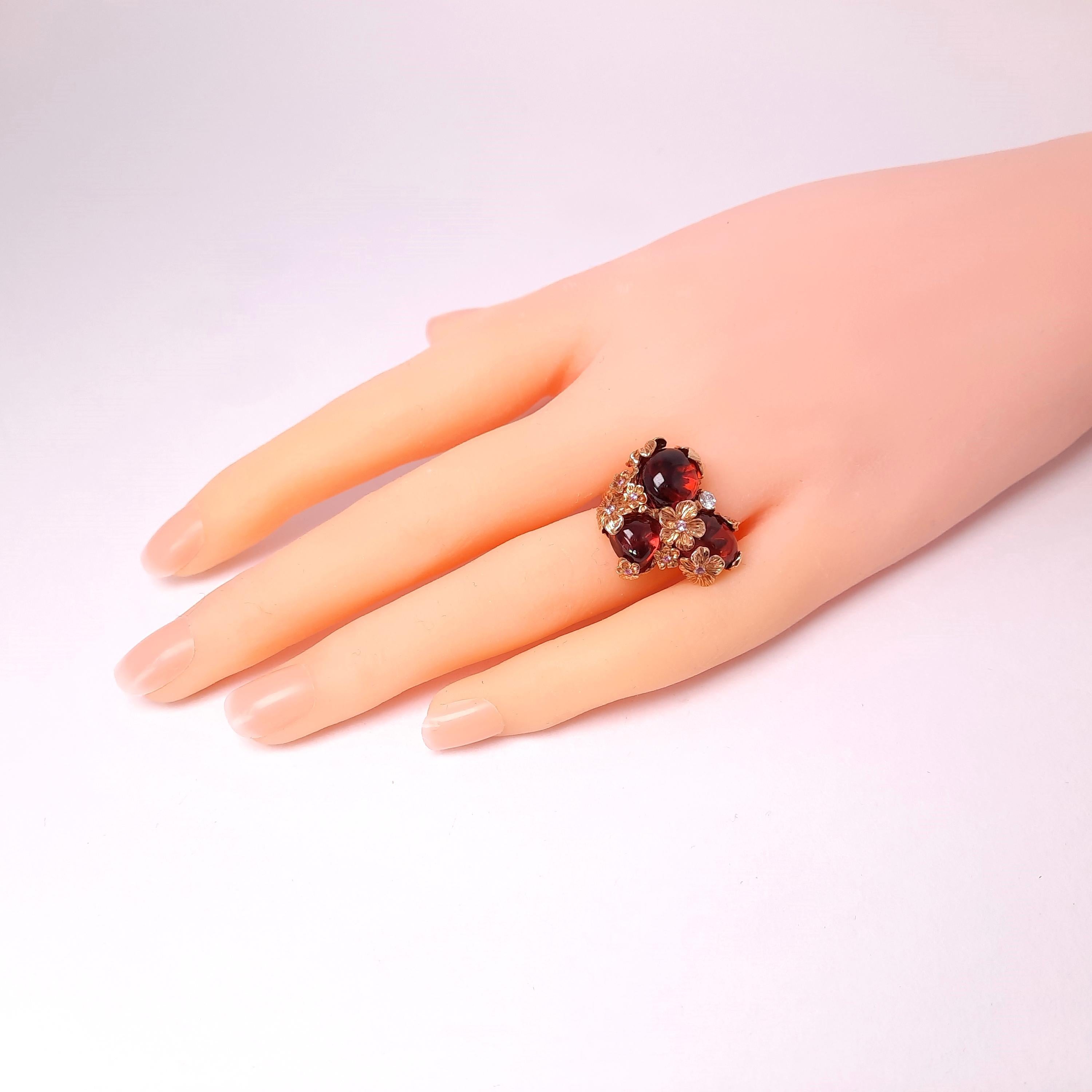 18 Karat Gold Handgefertigter Ring mit rosa Rubellit-Turmalin Damen im Angebot