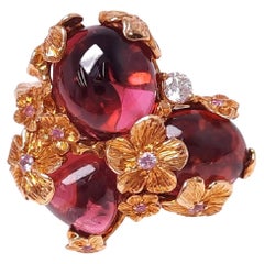 18 Karat Gold Handmade Rubellite pink tourmaline Ring