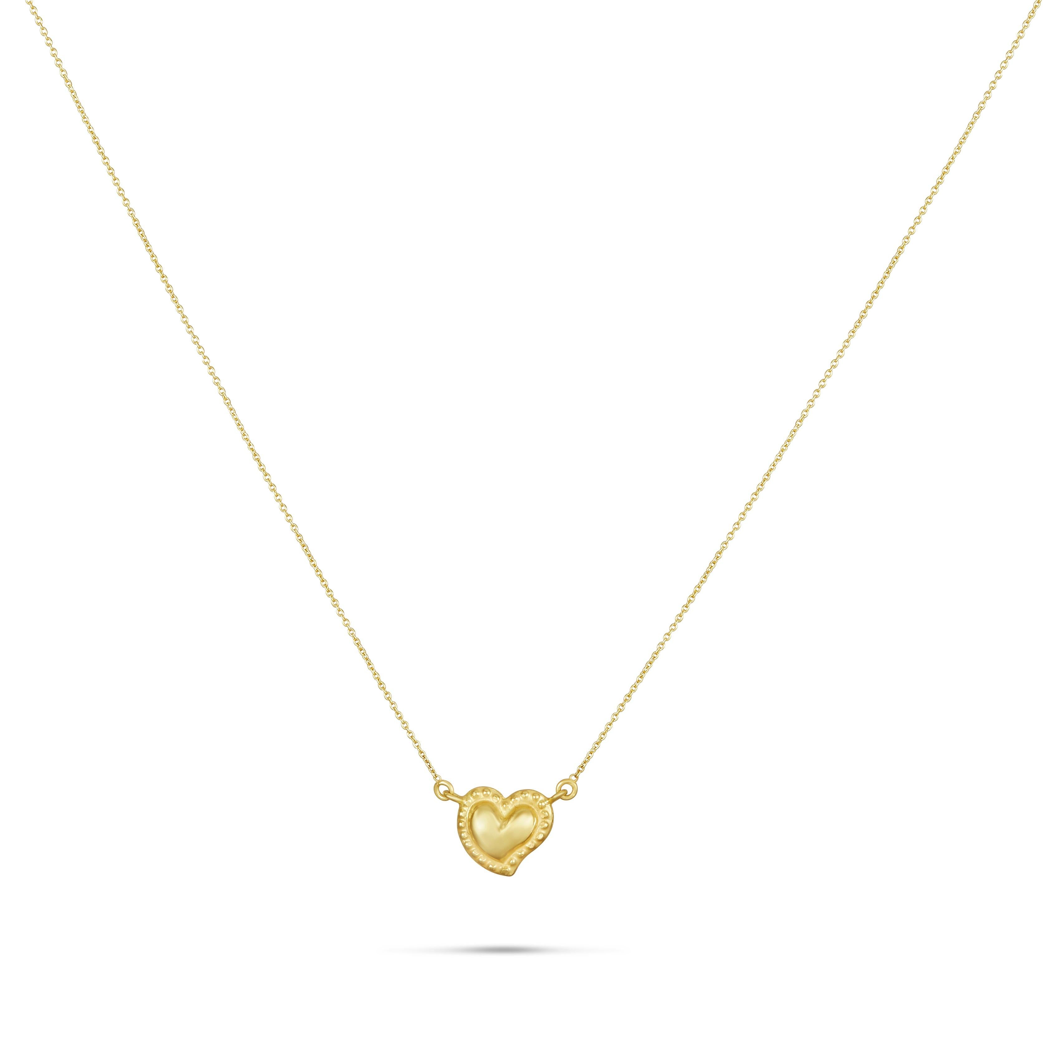 18 Karat Gold Handmade Sacred Heart Short Necklace In New Condition For Sale In London, GB