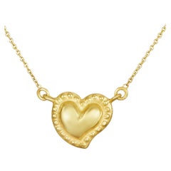 18 Karat Gold Handmade Sacred Heart Short Necklace