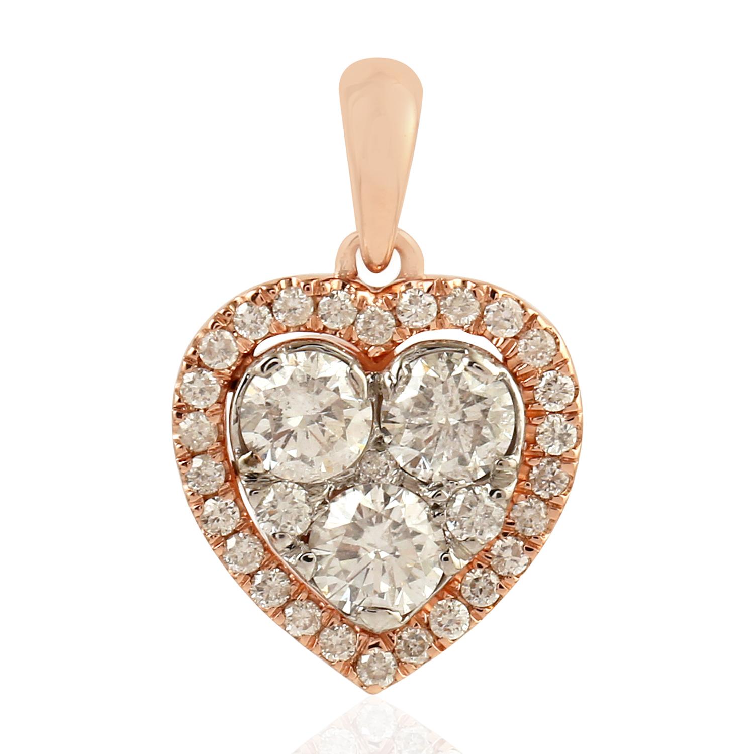 Modern Heart 18 Karat Gold Diamond Earrings For Sale